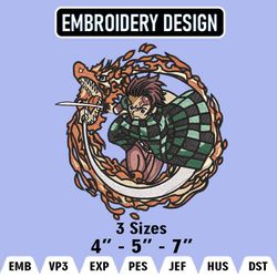 kamado tanjiro embroidery designs, tanjiro embroidery files, demon slayer machine embroidery pattern