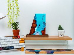 polygon deep shark sea, night light, epoxy lamp, resin lamp, resin night light,epoxy resin lamp,table lamp,custom night