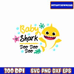 baby shark yellow svg bundle, shark fish svg, shark design svg, baby shark birthday,hammerhead shark svg, great white