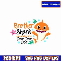 brother shark svg: baby shark birthday svg baby shark birthday boy invitation baby shark happy birthday shark