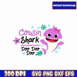 cousin pink shark svg | baby shark bundle svg files | baby shark svg layered | baby shark files for cricut | baby shark