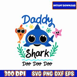 daddy shark svg bundle, shark fish svg, shark design svg, baby shark birthday,hammerhead shark svg,great white shark svg