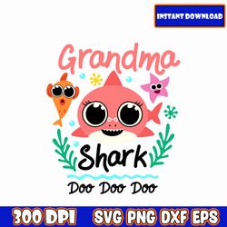 grandma shark svg: baby shark birthday svg baby shark birthday boy invitation baby shark happy birthday shark