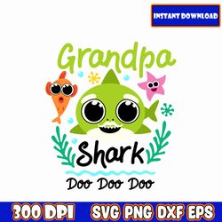 grandpa shark svg bundle layered, cricut, cut files, layered digital vector file, instant download svg