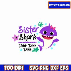 sister shark svg bundle, shark fish svg, shark design svg, baby shark birthday,hammerhead shark svg, great white shark