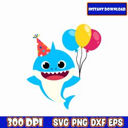 baloon baby shark blue svg bundle layered, cricut, cut files, layered digital vector file, instant download svg