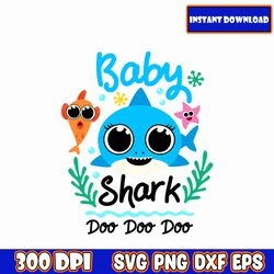 baby shark blue svg bundle layered, cricut, cut files, layered digital vector file, instant download svg