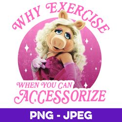 disney the muppets miss piggy why exercise accessorize v1 , png design, png instant download