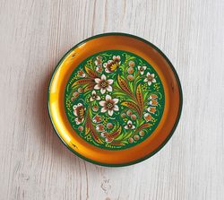 green gold white decorative small 150 mm panel plate wall hanging khokhloma painting