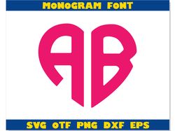 Monogram Heart Font svg png otf  heart font svg, heart font - Inspire  Uplift