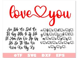 love you font with hearts | valentines day font, script font, cursive font, valentine font, cute font love font