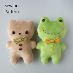 easy stuffed animal sewing patterns: bear & frog