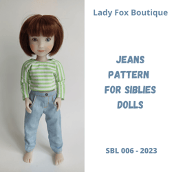 jeans pattern for siblies dolls by ruby red fashion friends