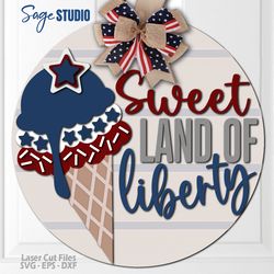 ice cream welcome sign svg | laser cut files | ice cream svg | patriotic svg | stars & stripes svg | glowforge files