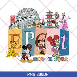 disney epcot world tour png, retro disney epcot png, mickey and friends, epcot center 1982 png, drinking mickey family