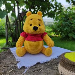 handmade winnie the pooh, winnie the pooh toy, crocheted winnie, winnie the pooh toy, stuffed toy