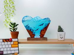 epoxy resin lamp,night lamp,home decor,decor for your home,desk lamp,night light,lamp,whale,whale lamp,whale shark lamp,