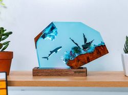 epoxy resin lamp,night lamp,home decor,decor for your home,desk lamp,night light,lamp,whale,whale lamp,whale shark lamp,