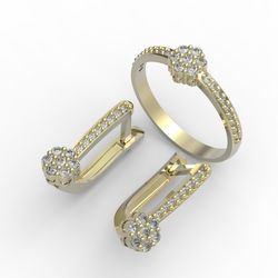 3d model of a jewelry ring and earrings for printing. engagement ring and earrings. 3d printing