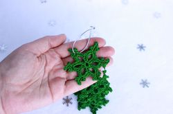 set 14 crocheted christmas snowflakes, christmas ornaments, lace snowflakes