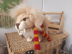 soft toy lion in a scarf gryffendor. harry potter symbol. gift for harry potter fans. stuffed lion toy for gift