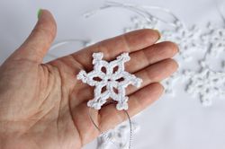 set 12 crocheted christmas snowflakes, christmas ornaments, lace snowflakes