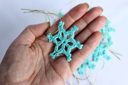 set 10 crocheted christmas snowflakes, christmas ornaments, lace snowflakes