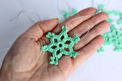 set 18 crocheted christmas snowflakes, christmas ornaments, lace snowflakes