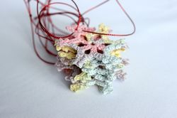 set 12 crocheted christmas snowflakes, christmas ornaments, lace snowflakes