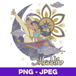 disney aladdin jasmine & aladdin flying carpet floral poster v2