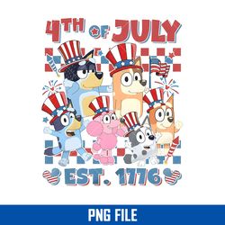 4th Of July Est.1776 Png, 4th Of July Png, Png, Bluey 4th Of July Png, Bluey Patriotic Png Digital File