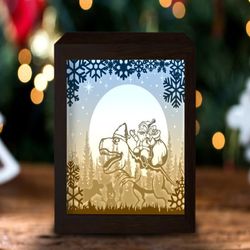 santa saurus paper cut light box template