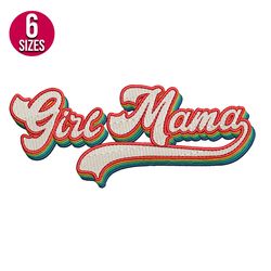 girl mama retro embroidery design, vintage, machine embroidery pattern, instant download