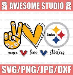 peace love steelers svg, peace love design inspired png digital download, nfl teams, nfl png, football teams png, instan