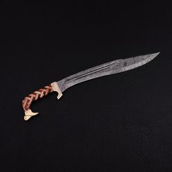 personalized damascus machete sword || handmade sword || hand forged sword || free leather sheath || gifts for men