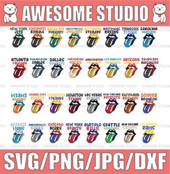 32 files football teams "rolling stones tongue" bundle png,  nfl teams, nfl png, football teams png, instant download