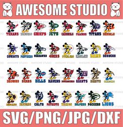 32 files bundle mickey nfl,bundle nfl, mickey nfl svg, nfl teams, nfl svg, football teams svg, instant download