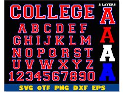 college varsity font svg 3 layers cricut | college font otf, sport font png, college font png, varsity college font svg