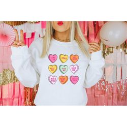 candy hearts sweatshirt, candy hearts shirt, valentine's day shirt, valentine's day sweatshirt, conversation hearts swea