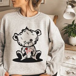 teddy bear sweatshirt, fashion teddy bear print pullover, teddy bear shirt, cute bear sweater, bear love gift