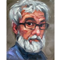 male oil portrait painting original man portrait artwork oil on panel