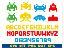 arcade game bundle | arcade game svg, pixel font svg, pixel font ttf, game font png, pixel arcade game svg, arcade game