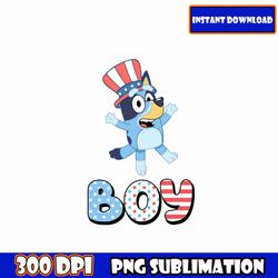 blue character 4th july png bundle, blue dog family 4th of july png, patriotic cartoon png, blue dog 4th of july png