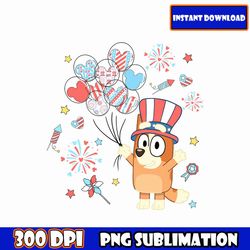 blue character 4th july png bundle, blue dog family 4th of july png, patriotic cartoon png, blue dog 4th of july png