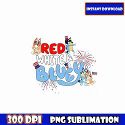 blue character 4th july png bundle, blue dog family 4th of july png, patriotic cartoon png, blue dog 4th of july png