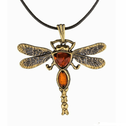 big dragonfly insect necklace amber jewelry dragonfly pendant gold orange amulet necklace handmade amber pendant women