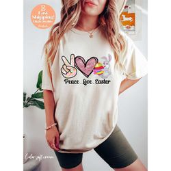 peace love easter shirt, peeps gift, cute bunny gift, easter bunny shirt, peace love easter gift, easter love shirt, pea