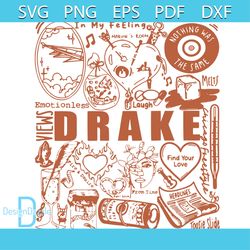 vintage drake doodle art svg drake tour 2023 rap svg cricut files