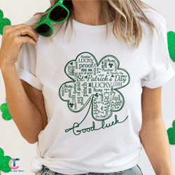 st patrick's day sweatdigital, happy go lucky hoodie, unisex adult saint patty's day digital, irish four leaf clove