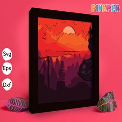 mountain climbing papercut light box